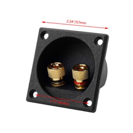 Pastlla 4PCS 2.2" Square 2-Way Speaker Box Terminal Binding Post Cup, Speaker Box Terminal Cup, Screw Type Binding Post Subwoofer Box Speaker Terminal Plates for DIY Home Car Stereo Speaker Subwoofer
