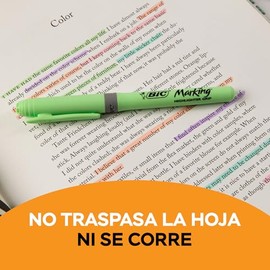 BIC, Marcatextos con Grip, Subraya Todo, Punta Cincel, Marking Pastel, Doble Trazo, Linea 1.6 y 3.3 mm, Resalta de Manera Sutil, Surtido de Colores, 1