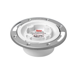 Oatey 43613 3 in. or 4 in. Fast Set White PVC Easy Tap Closet Flange with Stainless Steel Ring