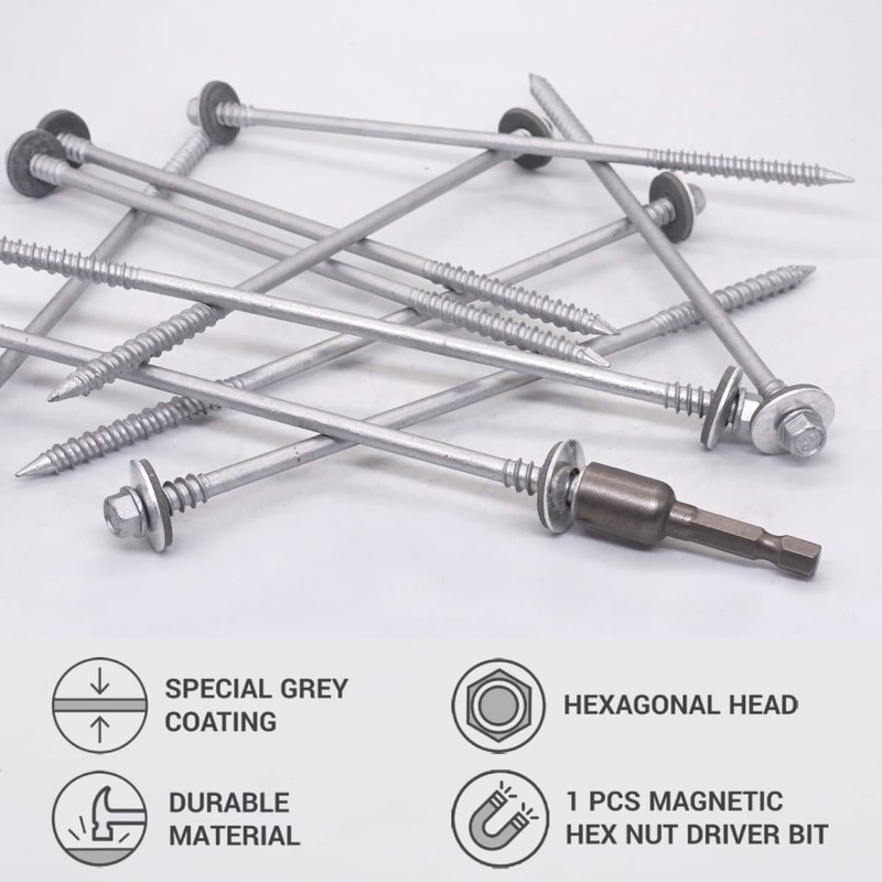 SKIR'CO (Pack of 20) Self Tapping 6.4 x 190mm Grey