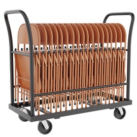 Folding Chair Cart with Wheels,300 LBS Load Heavy-Duty Metal Cart for 18 Chairs,Apply to Large Business Sessions