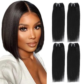 Straight Black Hair Clip in Hair Extensions Real 100% Brazilian Remy Human Hair for Women Human Hair Clip 4pcs Per Set 1B Nature Black 8inch