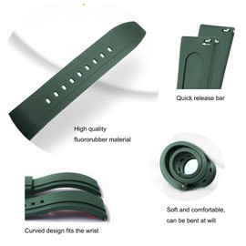 Nixiamy FKM Rubber Watch Band Quick Release Soft Fluororubber Universal Replacement strap for Men Women Compatible Lug Width 19mm 20mm 21mm 22mm