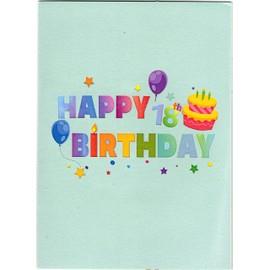 Favour Pop Up® - 3D Glückwunschkarte zum runden 18. Geburtstag. Ein filigranes Kunstwerk, eine erfrischende Überraschung, perfekt für Gutschein oder Geldgeschenk. TH018