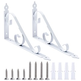 Metal Shelf Bracket Wall Hanging Iron Triangle Shelf Angle Right Angle Shelf Support Hanging Brackets with Screws for Garden Kitchen Bedroom 250 mm x 164 mm 1 Pair (White)