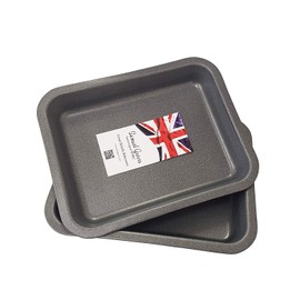 2X 23cm Superior Double Coated Non Stick Single Portion Oven Tray Roasting Pans Made in England