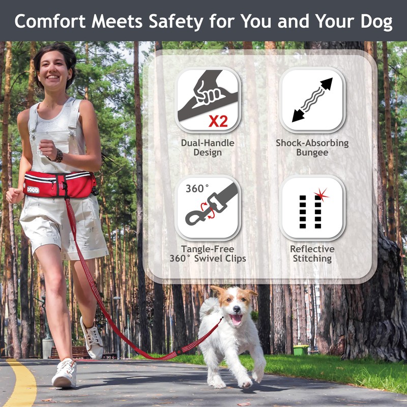 DOCO Hands Free Dog Leash (Waist 26”- 48”, Leash- 1”x