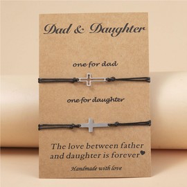 Mother Father Gifts from Daughter Son - Father and Daughter Cross Matching Bracelets Set 2 | Fathers Gifts Dad Daughter Bracelets Christmas Gitfs for Dad Jewellery | Daughter's Birthday Gifts from Dad