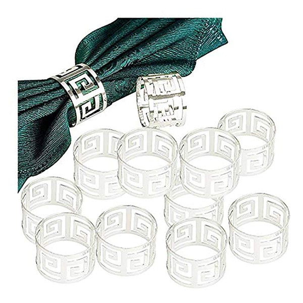 Napkin Ring, 6/12 Pcs Metal Napkin Buckle Holder for Wedding Party Dinner Table Decoration(12 PCS-Silver)