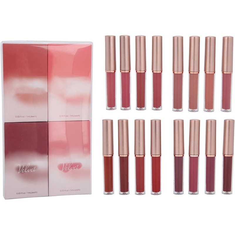 Juego de 16 brillos de labios de color mate, de