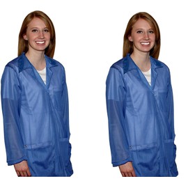 StaticTek Full Sleeve Snap Cuff ESD Jacket | Anti-Static Lab Coat | Certified Level 3 Static Shielding | Light Weight | ESD Smocks with High ESD Protection | Small | Light Blue | TT_JKC8802SPLB