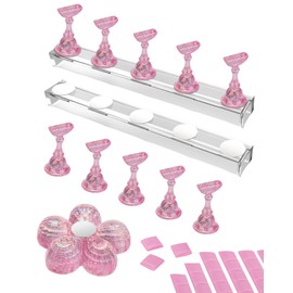 Nail Stand for Press On Magnetic Nail Tips Nail Holder for Painting Nails Fake Nail False Nail Design with Reusable Adhesive Putty Practice Nail Art Tools for Home Salon DIY Beginner Supplies