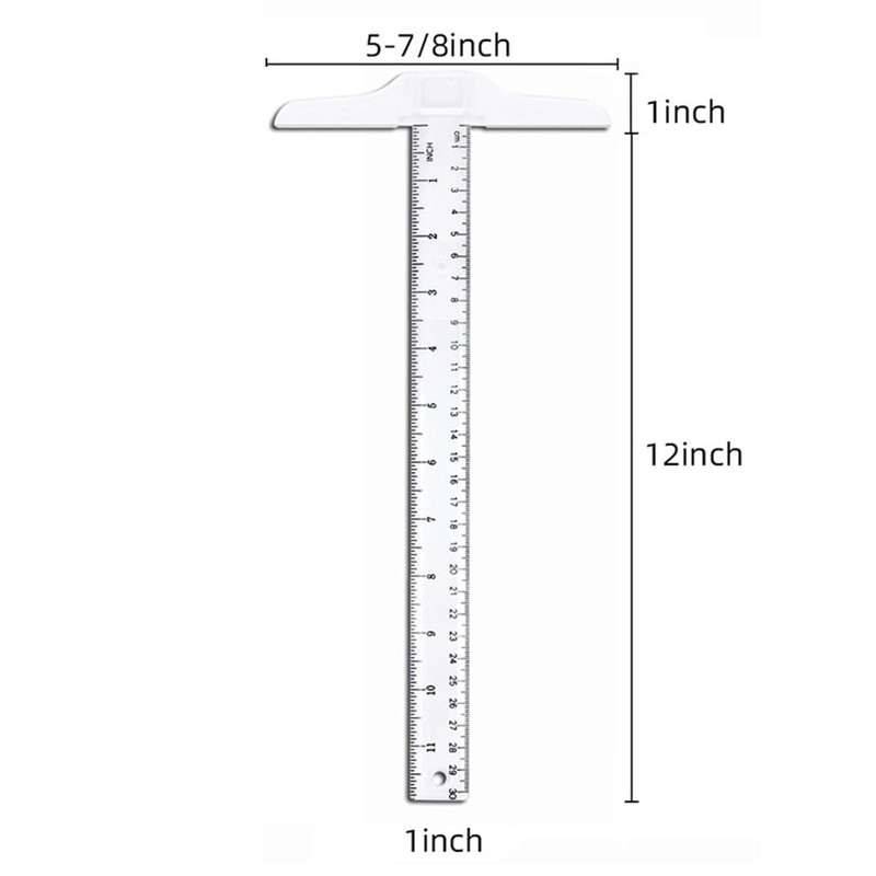 Priaora 2pcs 12 Inch/30 cm Junior T-Square Plastic Transparent T-Ruler