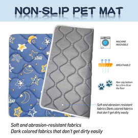 Dog Crate Mat, Ultra Soft Dog Bed Mat for Sleeping with Anti-Slip Bottom, Washable Dog Mat Kennel Pad for Large Medium Small Dogs Breeds with Cute Prints and Dark Colored to Hide Stains (42" X 28")