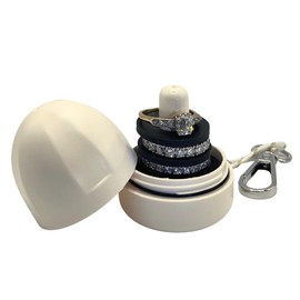 RING THING - Ring Holder Keychain, Jewelry Organizer and Storage, Portable Waterproof Jewelry Holder, Pill Box Keychain Container, Gym Accessory, and Travel Ring Case (Vanilla)