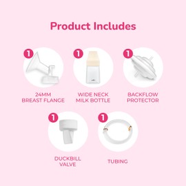 Spectra - Premium Breast Milk Pump Accessory Kit with Baby Bottles - Medium 24mm - Breast Pump Accessories