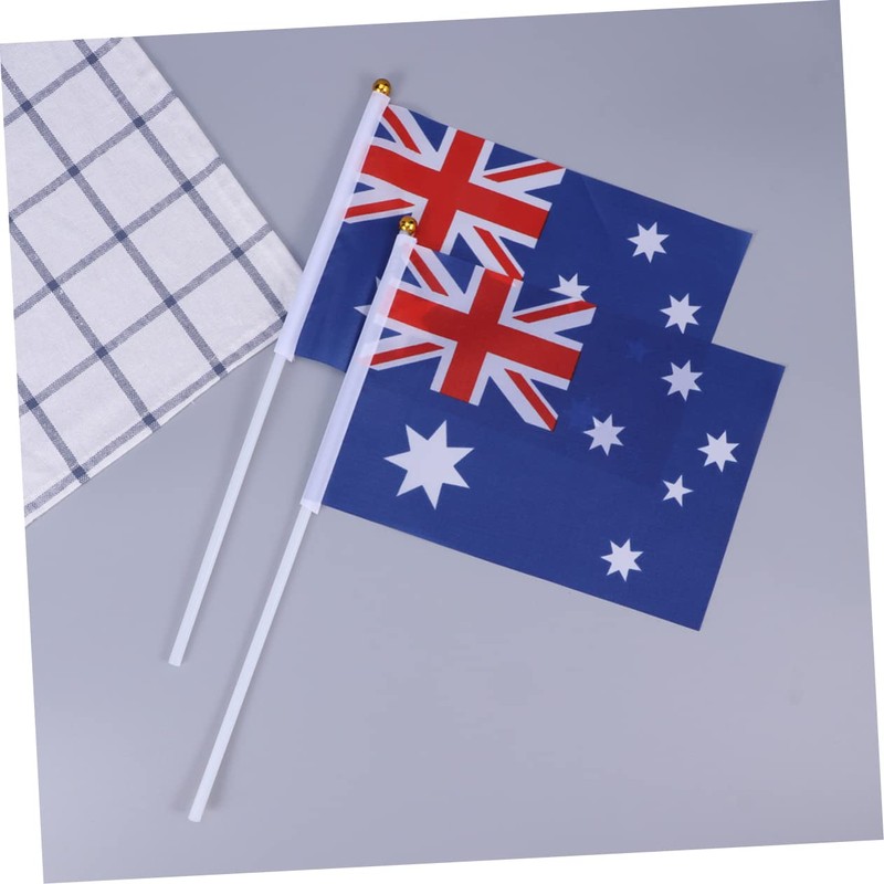 CAXUSD 50Pcs Hand Held Australia Stick Flags Small Country Flags