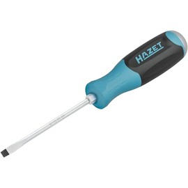 HAZET Screwdriver with Impact Cap 811S-55, SW 1 x 5.5 mm, 200 mm Length, Slotted Profile, Impact Cap for Loosening Fixed Screws