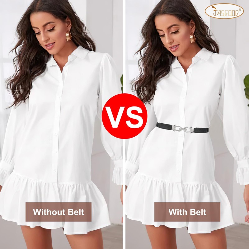 JASGOOD Women Stretchy Waist Belt Retro Elastic Skinny Belt for