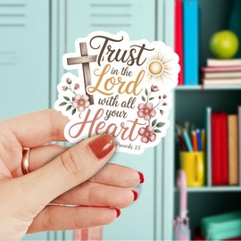 3Pcs Trust in The Lord with All Your Heart Sticker Proverbs 3:5 Christian Faith Religious Gift for Trust in The Lord with All Your Heart Stickers Bible Verse Car Decal Laptop Bottle Toolbox Case 3"