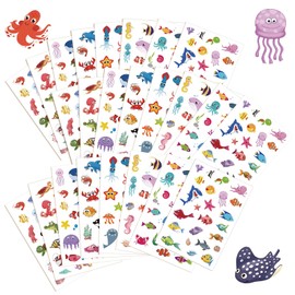 32 Sheets Animal Stickers: 724pcs Ocean Stickers, Water Bottle stickers, Fish Stickers, Waterproof Vinyl Stickers, Under The Sea Animal Stickers for Under The Sea Party Decorations Scrapbooking Laptop