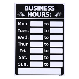 PATIKIL Business Hour Sign, 1 Set 8"x12" PVC Self Adhesive Operation Hour Changeable Store Hours Sign with Number Sticker for Store Business Shop, Black