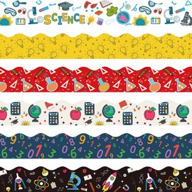 75Ft Science Math Bulletin Board Borders Sets, Back to School Classroom Decorations Scientist Lab Border Math Scalloped Trim Science Party Decor for Home Office Teacher Chalkboard Wall Door Window