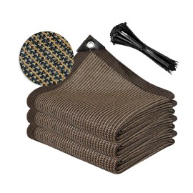 Shade Cloth with Grommets 10x10ft, 70% Sunblock Mesh Tarp & Outdoor Sun Shade for Garden Patio, Sun Shades Outdoor Cover, Plant Covers Freeze Protection for Greenhouse, Kennel, Lawn, Pergola - Brown