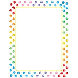 50 Sheets Designer Paper - Paw Prints Great for Flyers, Writing Classroom Letters, Motivation, Party Invitations, School Flyers or Office Notes, Invitations & Printing Supplies Dog Paw School Mascot