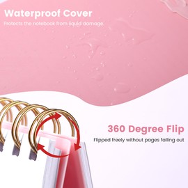 Yoment Top Spiral Notebooks Left Handed Notebooks Lined 6"x 9" College Ruled Waterproof Cover Notepad 160 Pages Spiral Notebook Durable Meeting Notebook for Work School Office Business,Pink