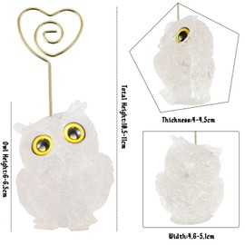 TUMBEELLUWA Owl Statue Table Number Holders for Centerpiece, Crystal Animal Heart Shaped Place Card Holder for Wedding Reception, Rock Quartz