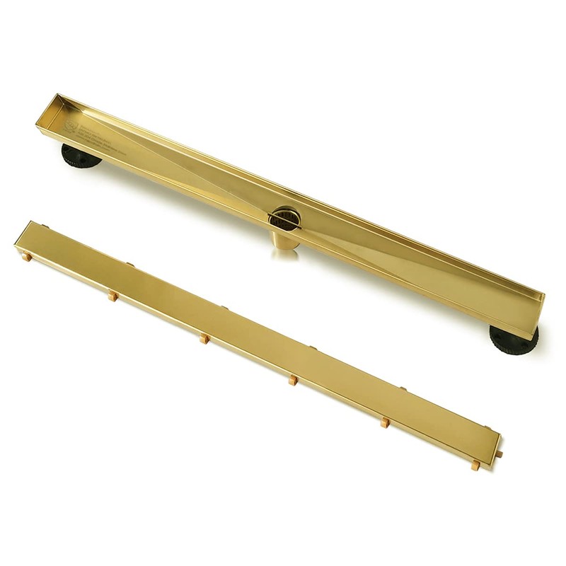 Neodrain 36-Inch Gold Linear Shower Drain, 2-in-1 Flat & Tile
