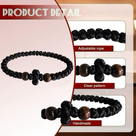 Orthodox Prayer Rope Bracelet, 2-Pack Black Chotki Komboskini, Christian Prayer Beads with Cross (Black)