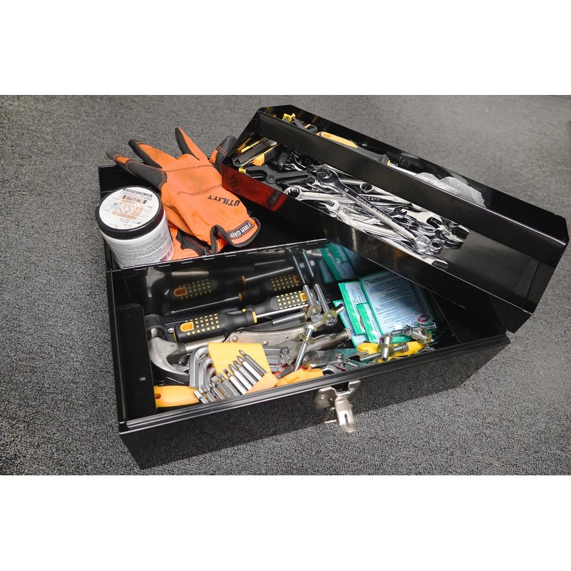 HantekSteel 16" Portable Steel Heavy-duty Tool Box 18-Gauge with Metal