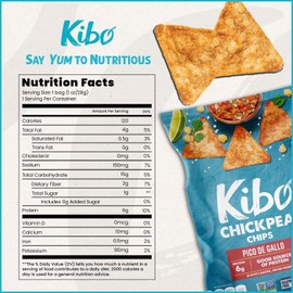 Kibo Chickpea Chips Pico de Gallo - Gluten-Free, Plant-Based, High Protein-Fiber Non-GMO, Vegan, Made with Real Veggies - 1 oz, 12 Pack