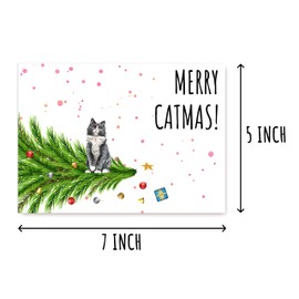 OystersPearl Merry Catmas Card - Naughty Cat Christmas Card - Christmas Tree - Crazy Cat Lady - Holiday Card - Christmas Card For Cat Lover - Cat Card