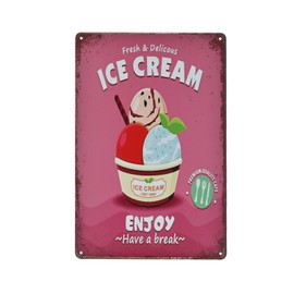 TREEPERI Vintage Metal Sign - Ice Cream Bakery Dessert Shop Tin Sign Decorative Wall Decor