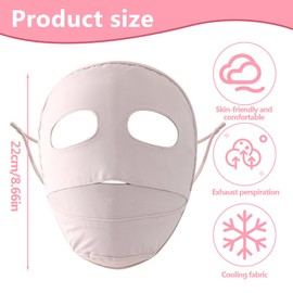 NHQZ Sun Protection Mask, Summer Mask, UV Mask, UPF 50+ Mask, Breathable Full Face Mask, with Ventilation Holes and Elastic Band, Quick-Drying, Washable, Reusable, for Men and Women, Pink