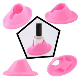 2Pcs Pink Soft Rubber Nail Polish Bottle Holder Display Nail Art Varnish Polish Seat Tool, for Nail Organizer Display Foot and and Nail Care Manicure Tools Supplies, Cosmetic Display Cases