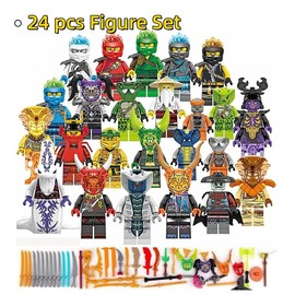 24 Packs Nija Mini Action Figure Set with Weapons and Collectible Building Blocks for Boys and Girls - Color: Type 01