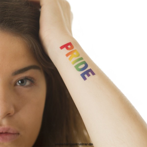 2 x Pride lettering tattoo in rainbow colour - CSD, LGBT, Gay (2)