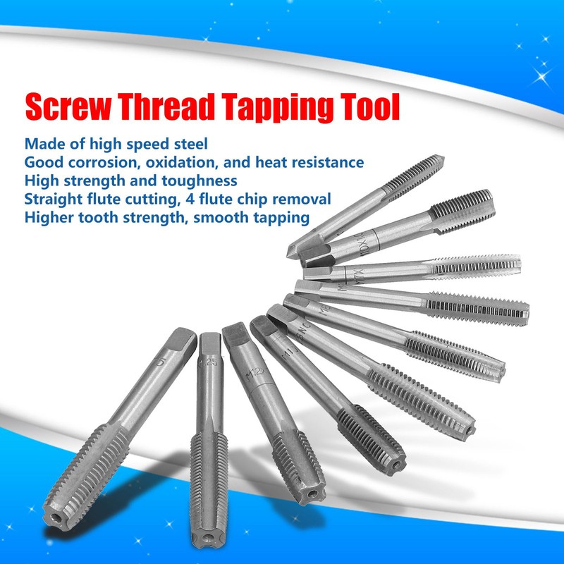 Hand Tap Set HSS Screw Thread Cutter Tapping Bit Manual