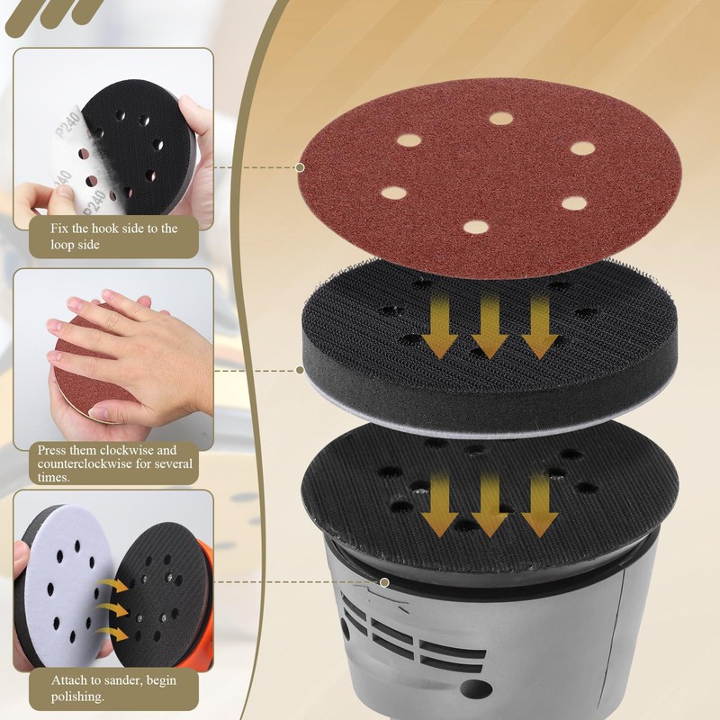 Bateya 4PCS Sponge Interface Pad 125mm Soft Foam Sanding Pads