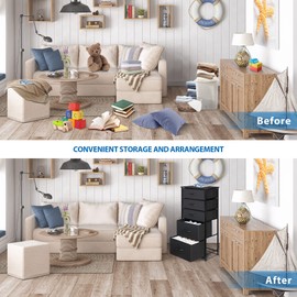 ZenStyle Fabric Dresser with 5 Drawers, Vertical Dresser Storage Tower, Storage Cabinet Organizer Unit for Bedroom, Living Room, Closet, Entryway, Hallway, Nursery Room, Black