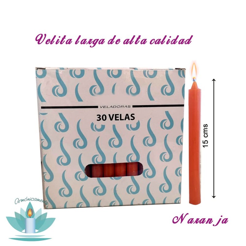 VELA PARAFINA ALTA CALIDAD 30 PZAS 15 CM X 1.5