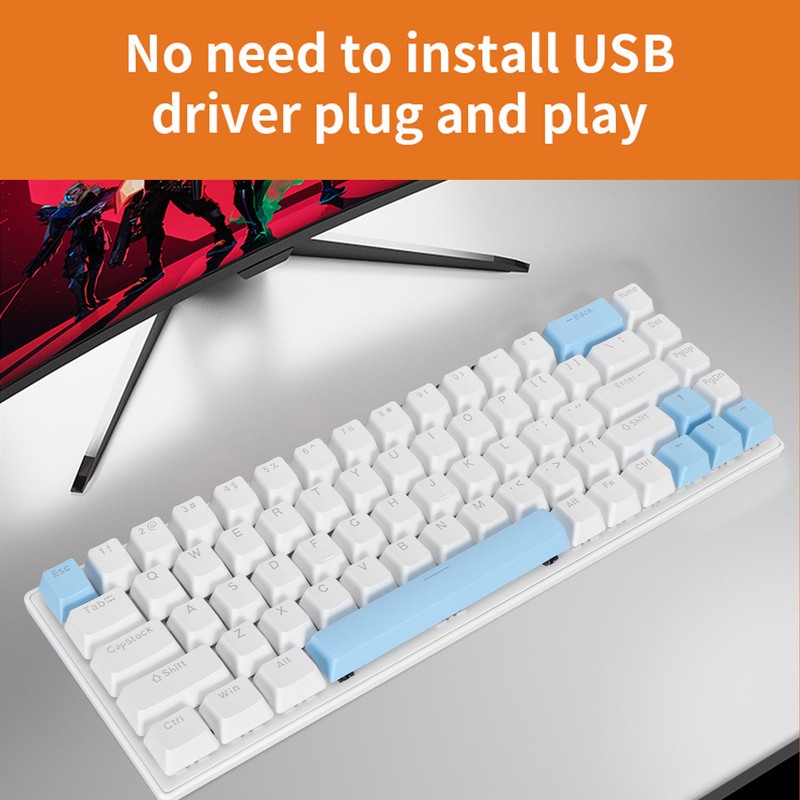 Mechanical Keyboard 68 Keys RGB Backlight Compact Wired Keyboard with