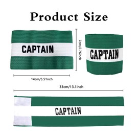 Kuskins 2Pcs Captain Armband, Adjustable Elastic Sports Arm Bands for Soccer Basketball Football and Outdoor Team Games, Adult & Youth Team Captain Accessories (Green)