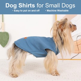 Kosiyi 2Pack Dog Shirt Vest Waffle Dog Clothes for Small Dogs Boy Girl Stretchy Spring Summer Puppy T-Shirts Soft Breathable Tank Top Sleeveless Vest Sweatshirt Pet Cat Outfit, Blue+Strip,XS