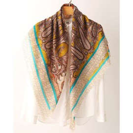 NUOHEMULE Wool Printed Scarf for Women Lightweight Shawl Wraps, Fashionable Retro Prints, Summer Square Sun-protect Scarf