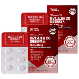 Carelance Policosanol 20 Multiplex Max 500mg 3g, 2 units, 6 tablets / 케어란스 폴리코사놀 20 멀티플렉스 맥스 500mg 3g, 2개, 6정